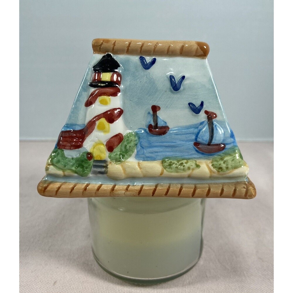 Canopy , Lighthouse, Ceramic Shade Candle Jar Topper And Candle